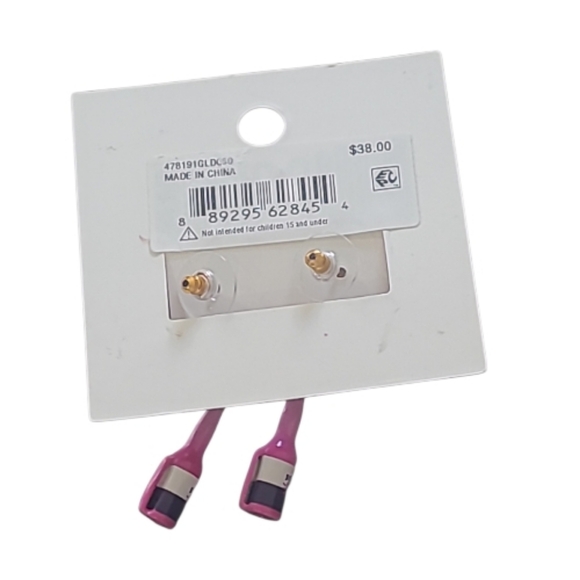 Betsey Johnson Pink Bottle Earrings - Picture 3 of 5